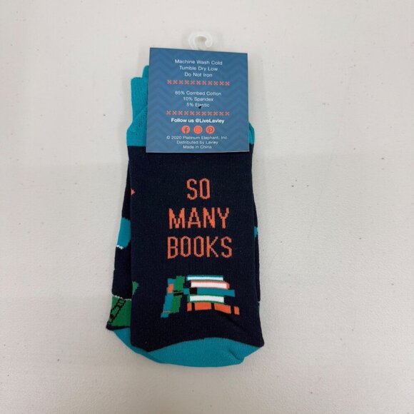 Lavley So Many Books So Little Time Cotton Spandex Socks 1 Pair Onesize NEW - Picture 4 of 4